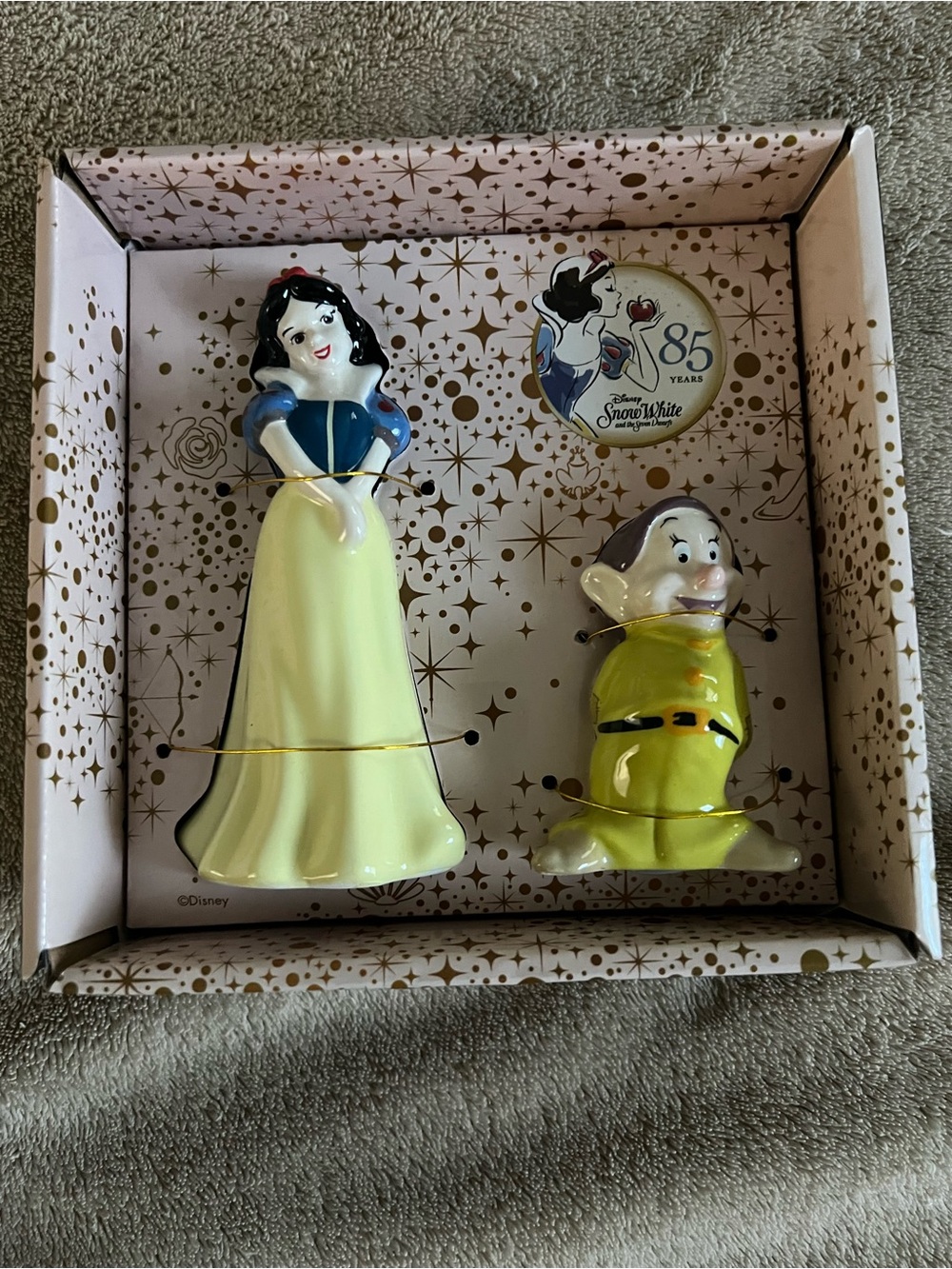 Disney Snow White & Dopey Ceramic Salt and Pepper Shakers 85 Years Edition